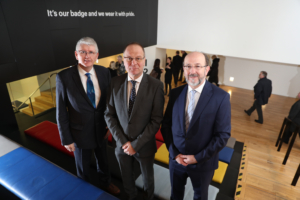 Jim Miley, Director General IUA, EU Commissioner for Education, Tibor Navracsics, Prof Brian MacCraith President of DCU and Chair of IUA