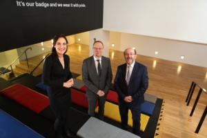MC Ella McSweeney, EU Commissioner for Education, Tibor Navracsics, Prof Brian MacCraith President of DCU and Chair of IUA