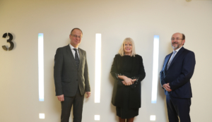 EU Commissioner for Education, Tibor Navracsics, Minister of State for Higher Education Mary Mitchell O'Connor, Prof Brian MacCraith President of DCU and Chair of IUA