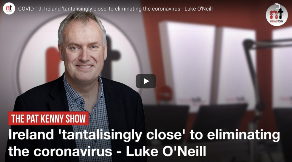 Ireland ‘tantalisingly close’ to eliminating the coronavirus – Luke O’Neill