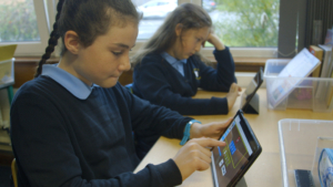 Children from St. Anne Primary School in Fettercairn enjoying their maths game