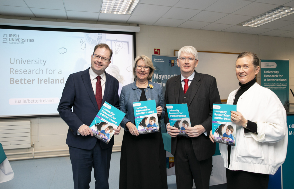 Minister James Lawless, MU President Prof Eeva Leinonin, IUA Director General Jim Miley, MU VP for Research Prof Rachel Mtsetfi